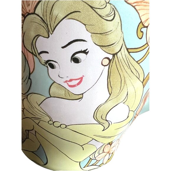 DISNEY Enchanted Beauty Mug Belle Retired Collectible Ceramic Pastel Floral - Picture 11 of 16